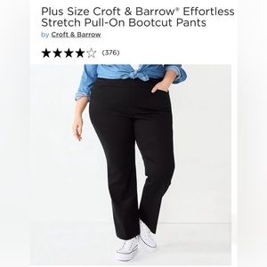 Croft & Barrow 26W (Inseam: Short) Black Bootcut Effortless Stretch Pants